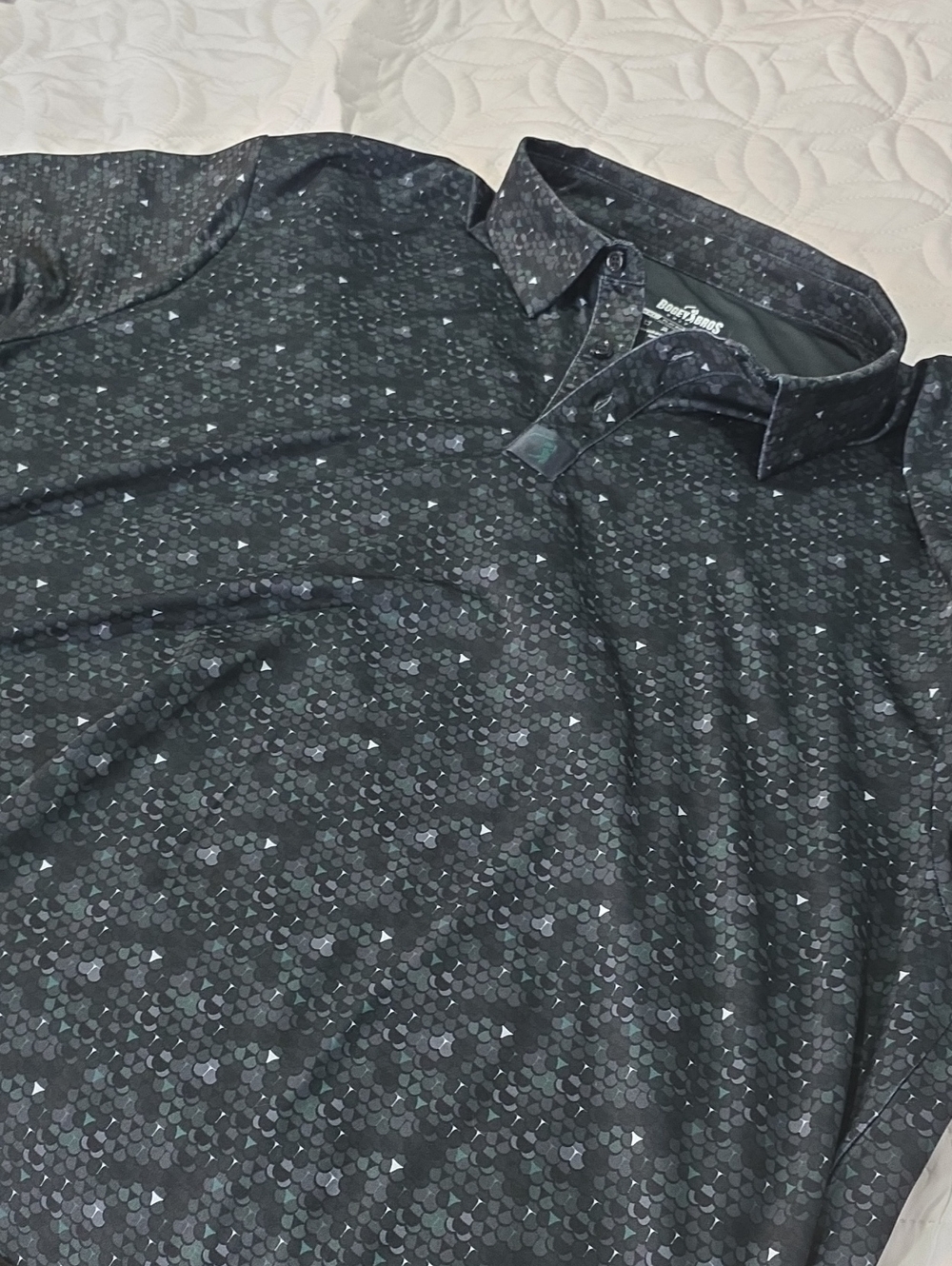 Bogey Bros Men's Whaleskin-green and black- Geometric-Pattern Polo